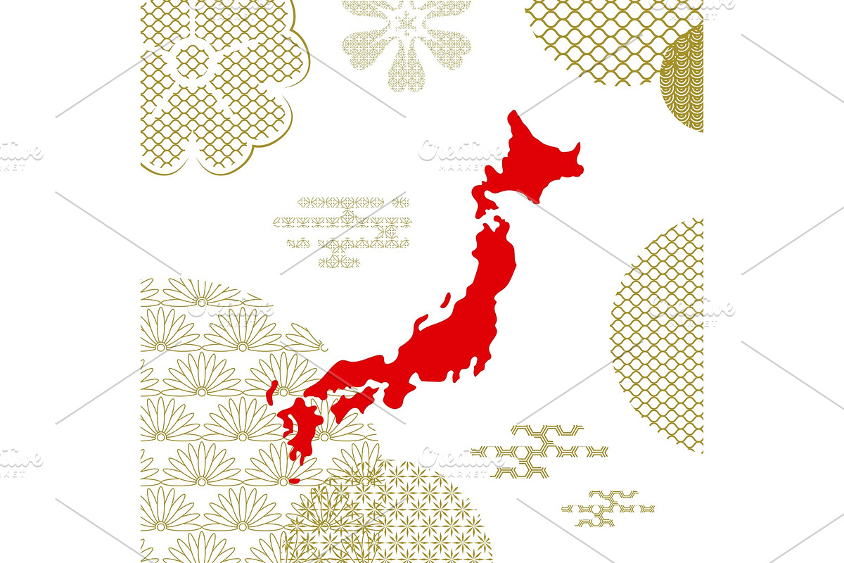 Traditional japan background with country map in Illustrations - product preview 8