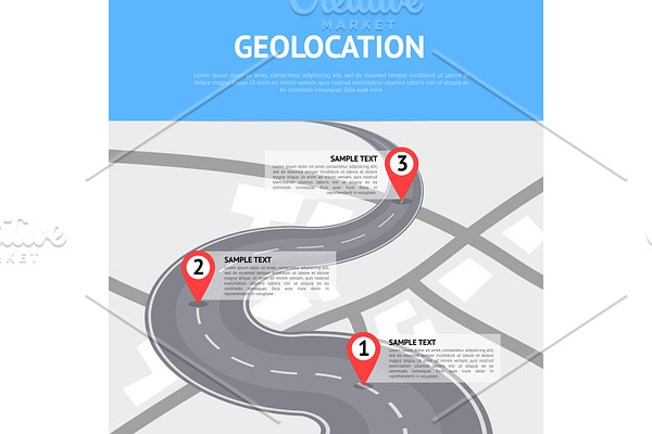 Geolocation concept with pin pointers
