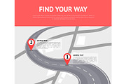 Find your way concept with pin pointers