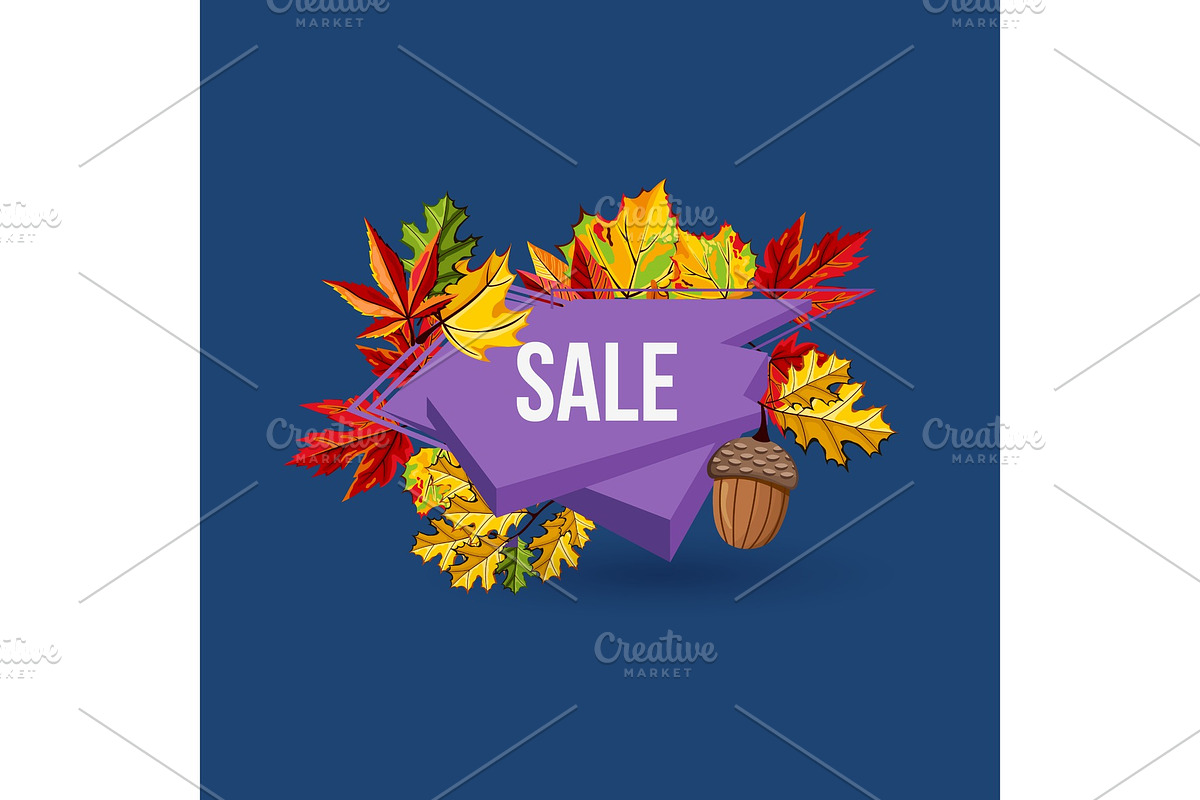 Autumn sale geometric label with leaves in Illustrations - product preview 8