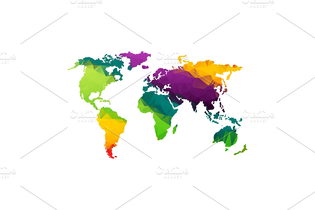 low poly global world map in Illustrations - product preview 8
