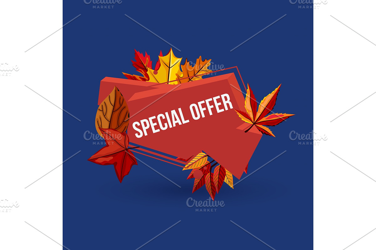 Special offer geometric label with autumn leaves in Illustrations - product preview 8