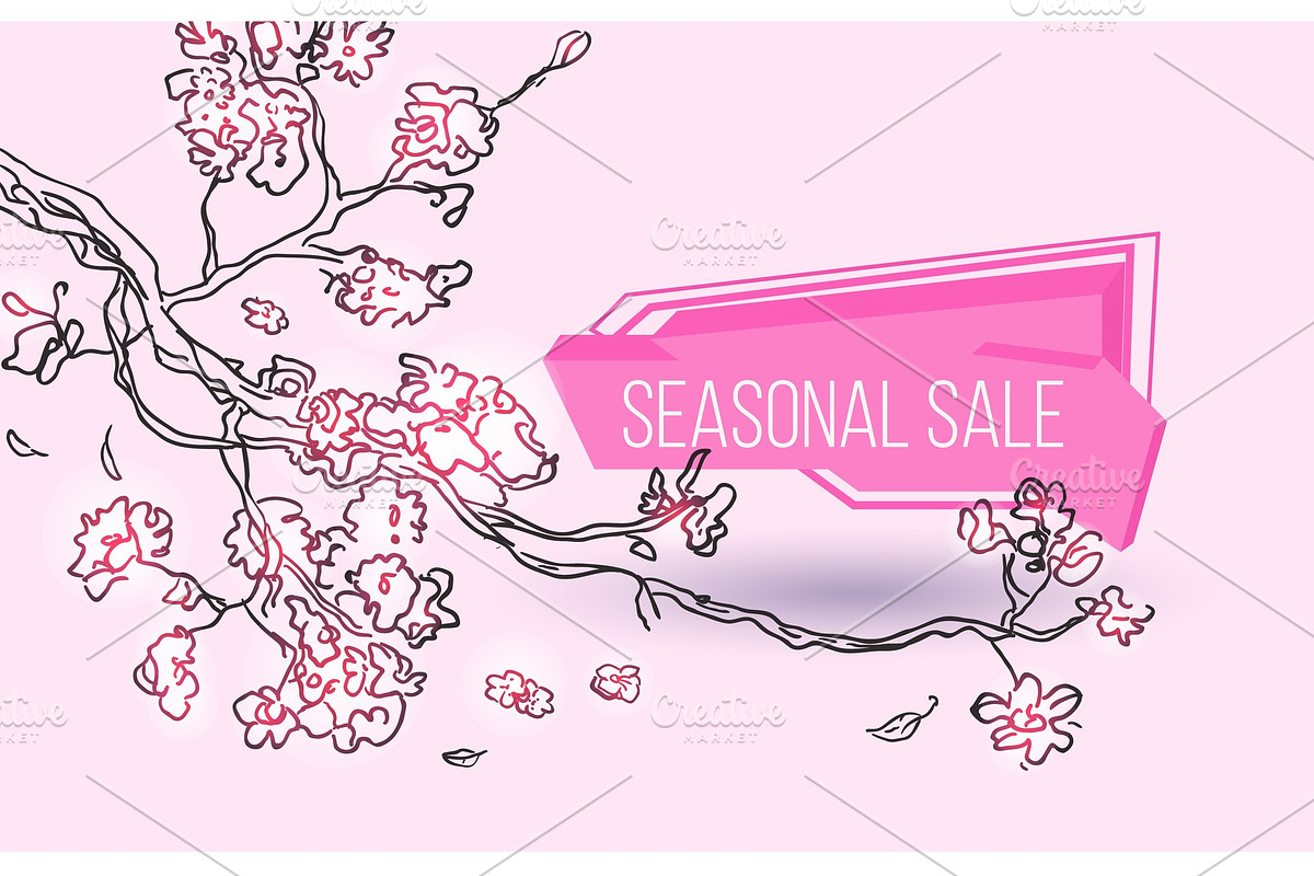Seasonal sale geometric label with tree branch in Illustrations - product preview 8