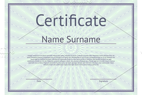 Certificate template with guilloche texture