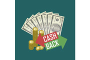 Cash back concept with money