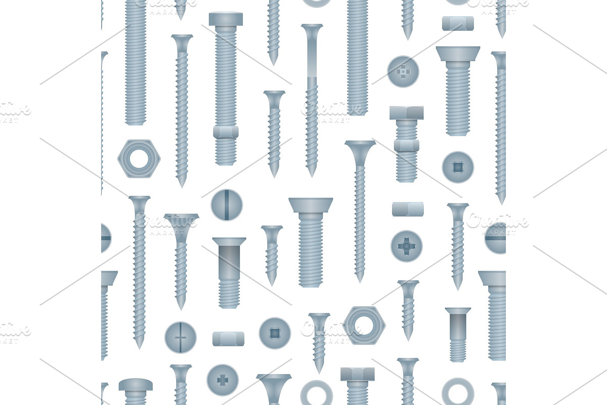 Seamless pattern with steel bolts and screws in Illustrations - product preview 8
