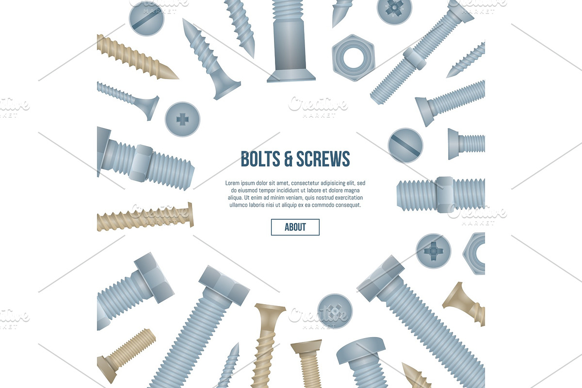 Construction shop banner with realistic bolts in Illustrations - product preview 8