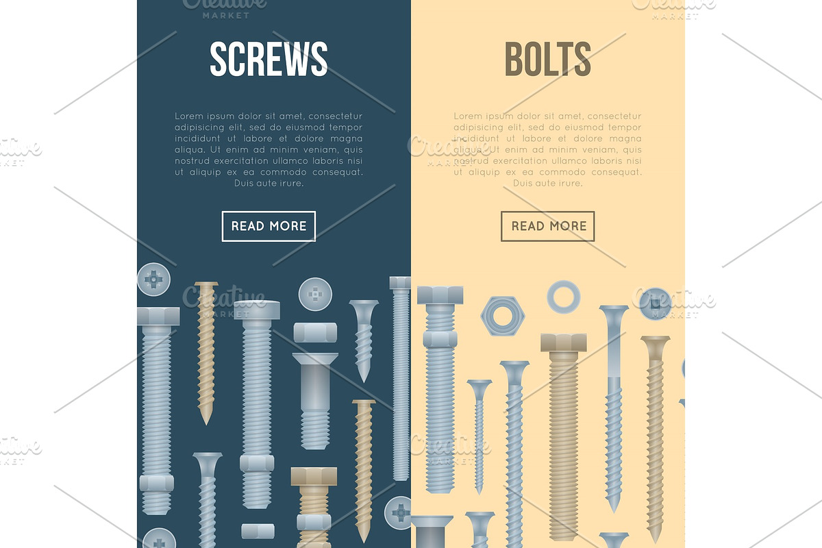 Construction shop flyers with realistic bolts in Illustrations - product preview 8