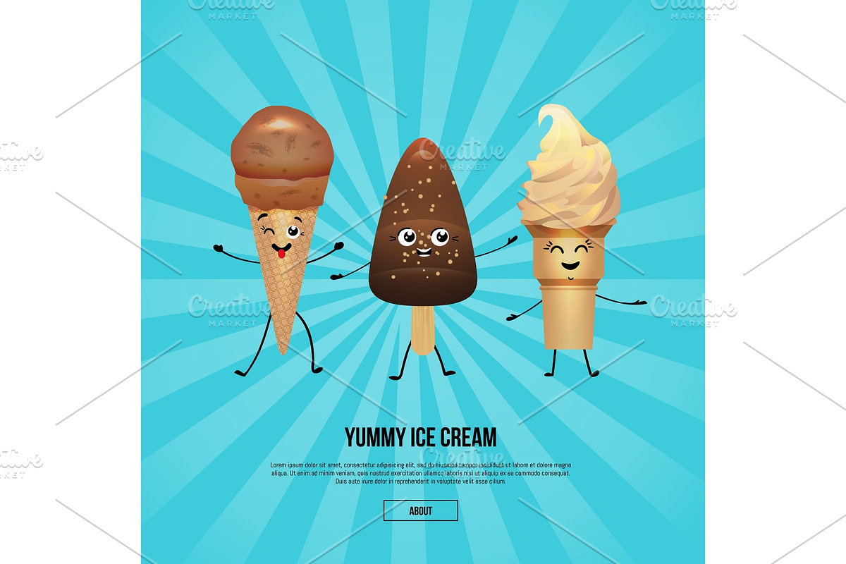 Chocolate and vanilla ice cream characters in Illustrations - product preview 8
