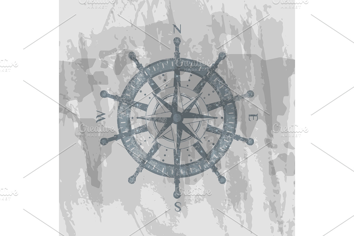 Compass windrose on background of world map in Illustrations - product preview 8