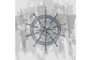 Compass windrose on background of world map
