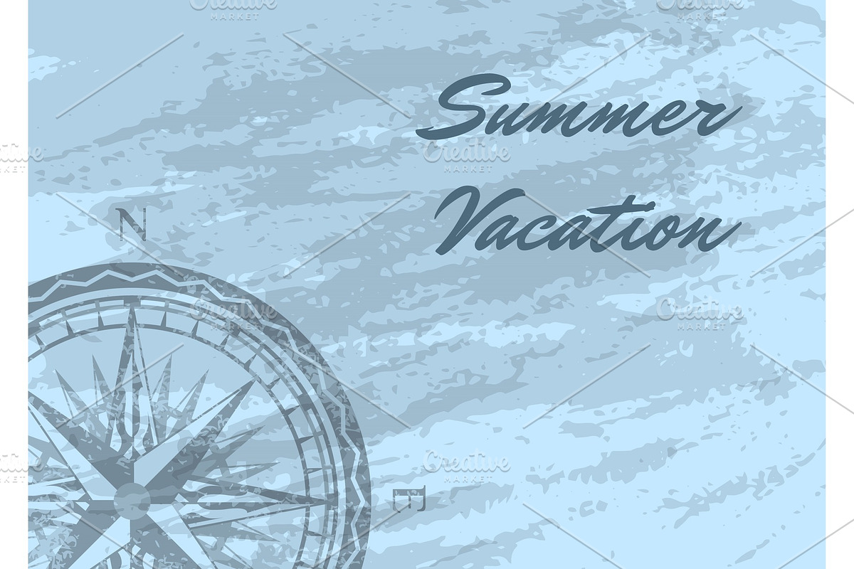 Summer vacation banner with wind rose in Illustrations - product preview 8