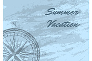Summer vacation banner with wind rose
