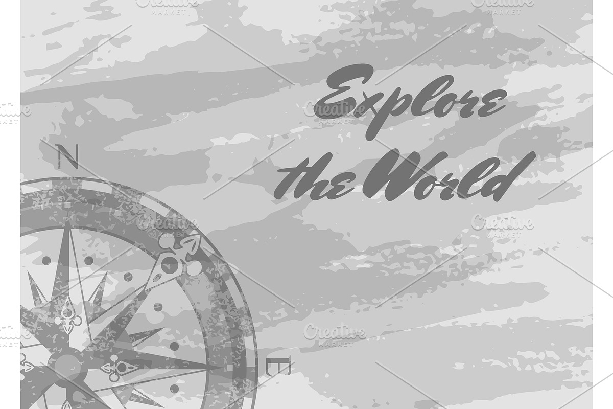 Explore the world banner with compass rose in Illustrations - product preview 8