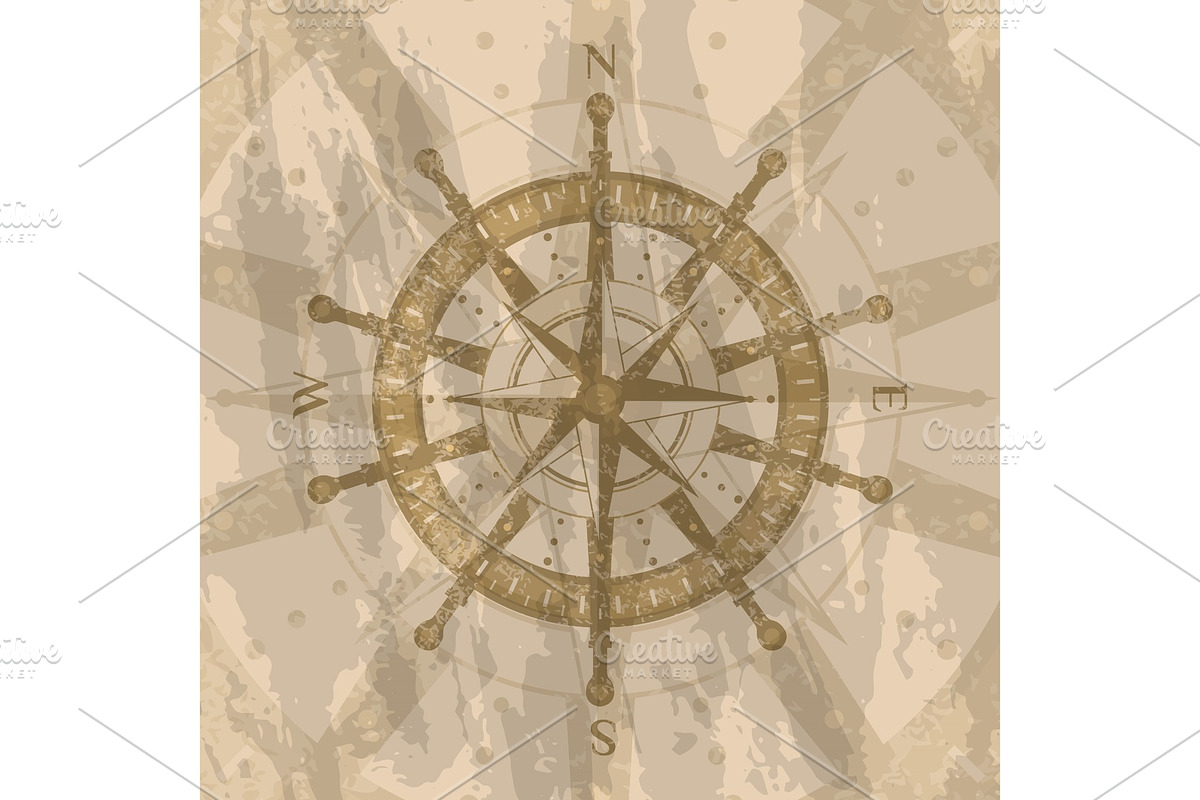 Vintage wind rose on background of world map in Illustrations - product preview 8