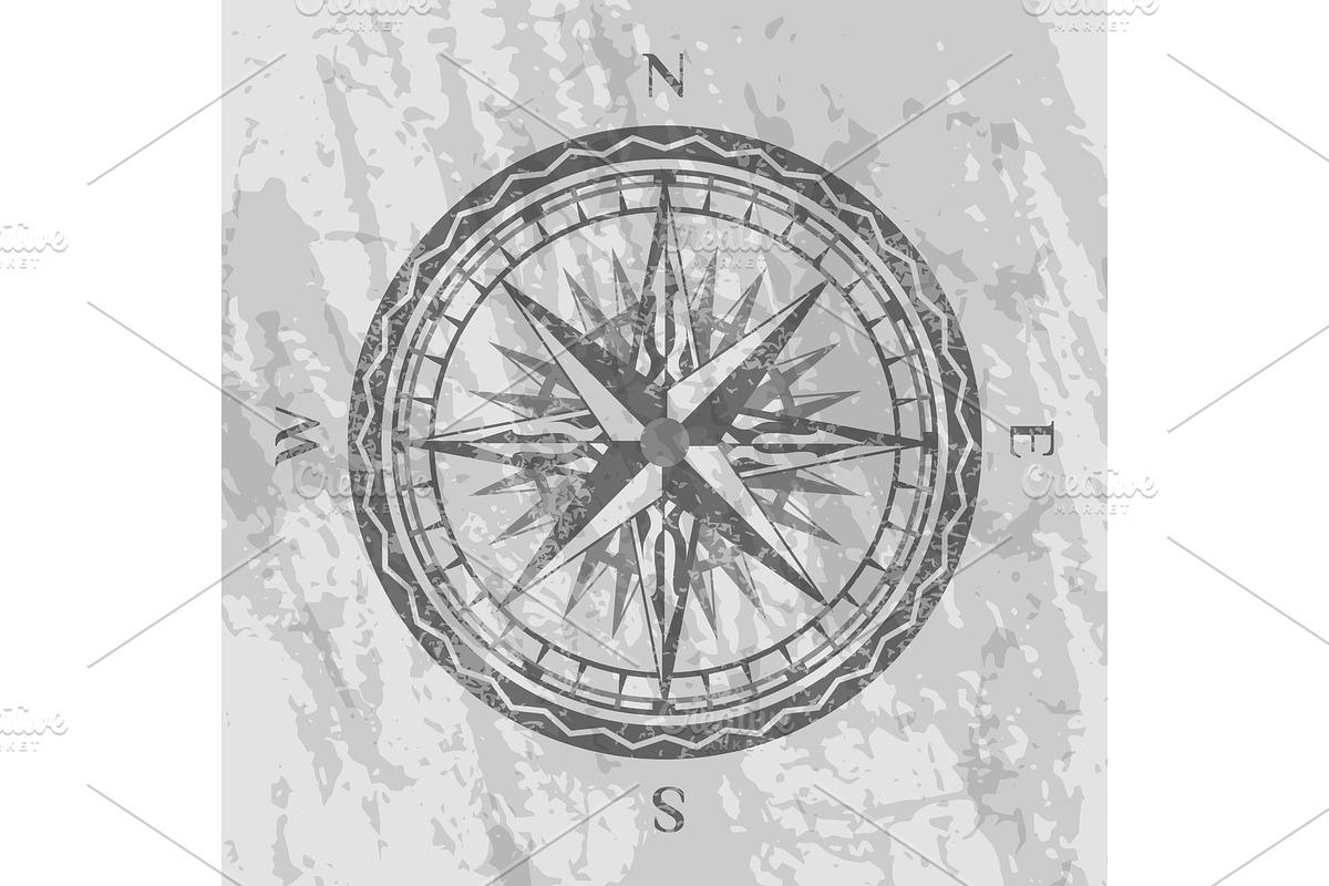 Compass rose on grunge grey background in Illustrations - product preview 8