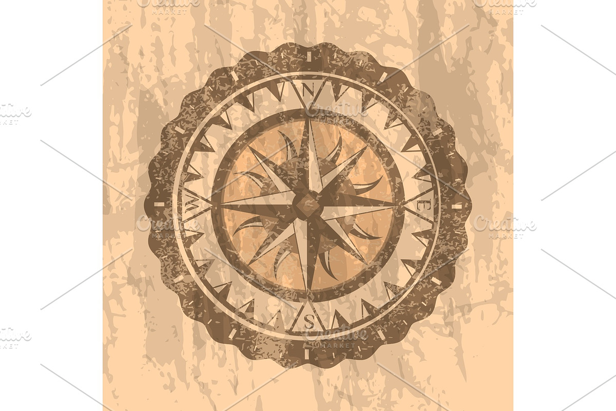 Grunge gray background with compass rose in Illustrations - product preview 8