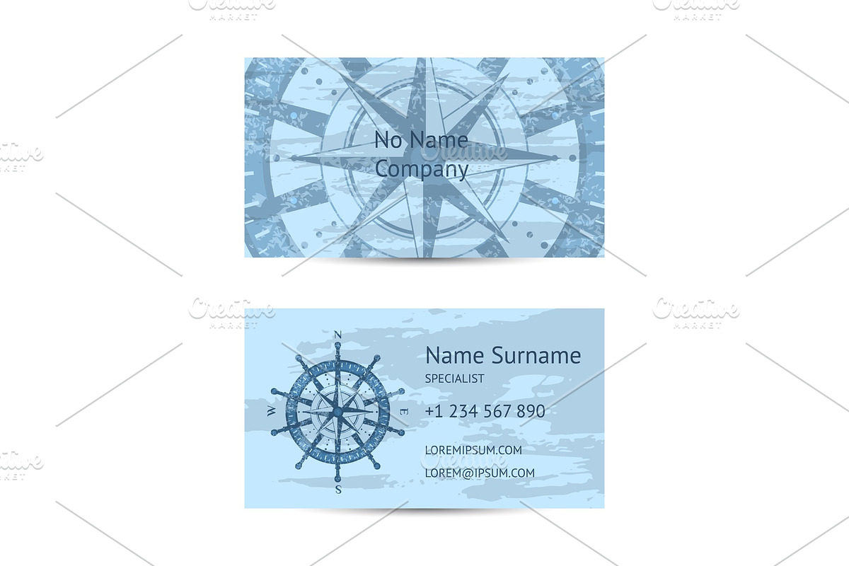Nautical company business card layout in Illustrations - product preview 8