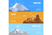 Mountain landscape flyers with high peaks