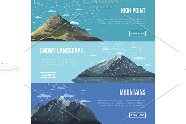 Mountaineering agency flyers with high peaks