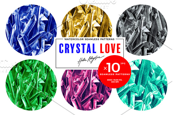 Watercolor crystals seamless pattern in Patterns - product preview 4