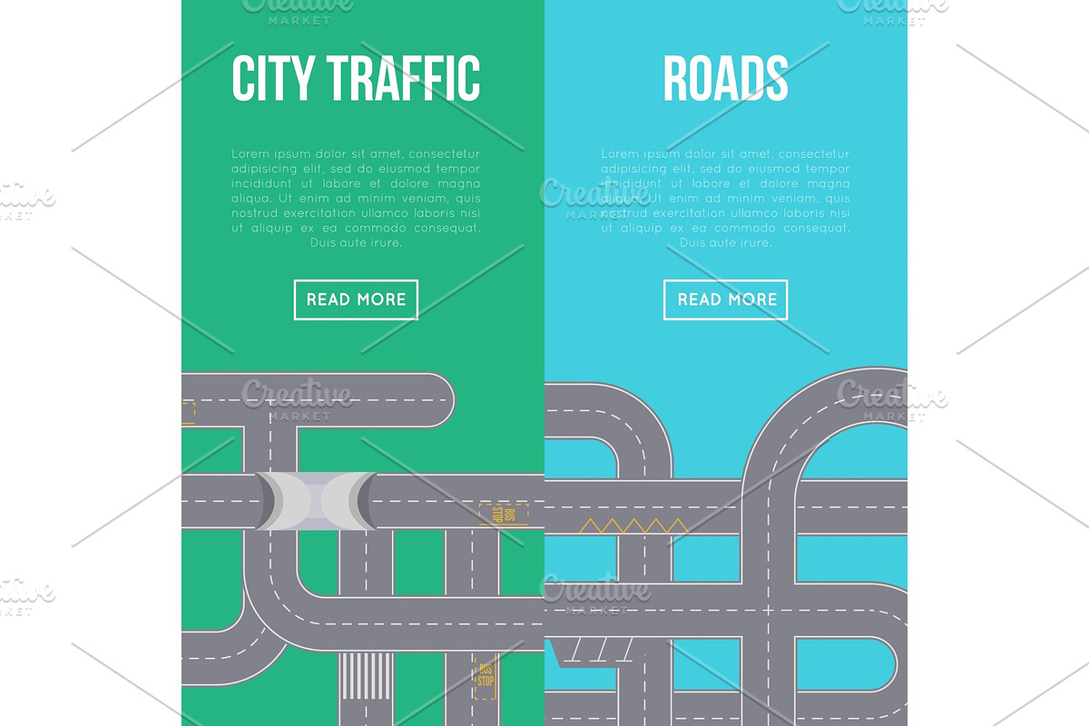 City traffic vertical flyers with highway roads in Illustrations - product preview 8