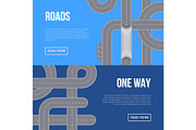 City traffic horizontal flyers with highway roads