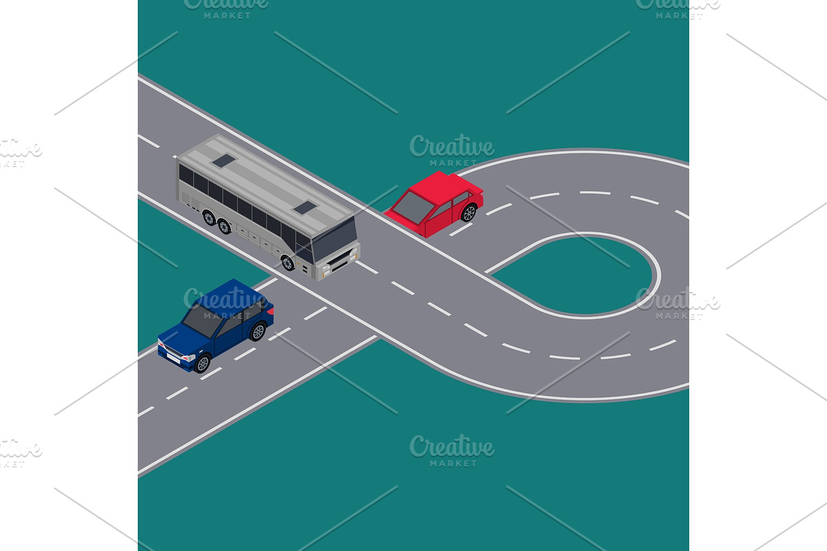 City traffic flyers with cars in road ring in Illustrations - product preview 8