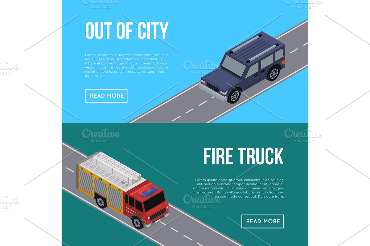 Out of city flyers with cars in road in Illustrations - product preview 8