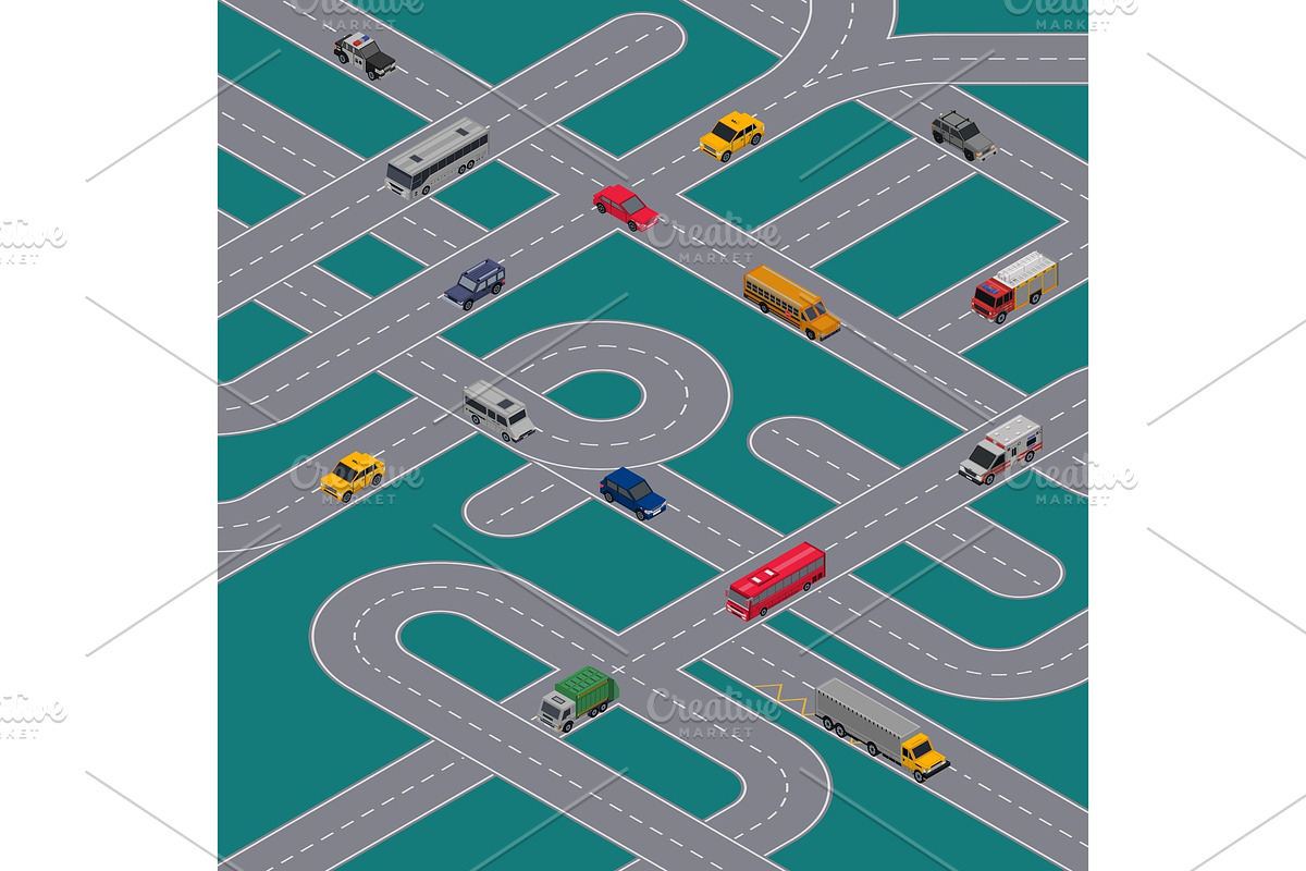 City traffic banner with highway roads in Illustrations - product preview 8