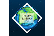 Happy Earth Day greeting card with globe