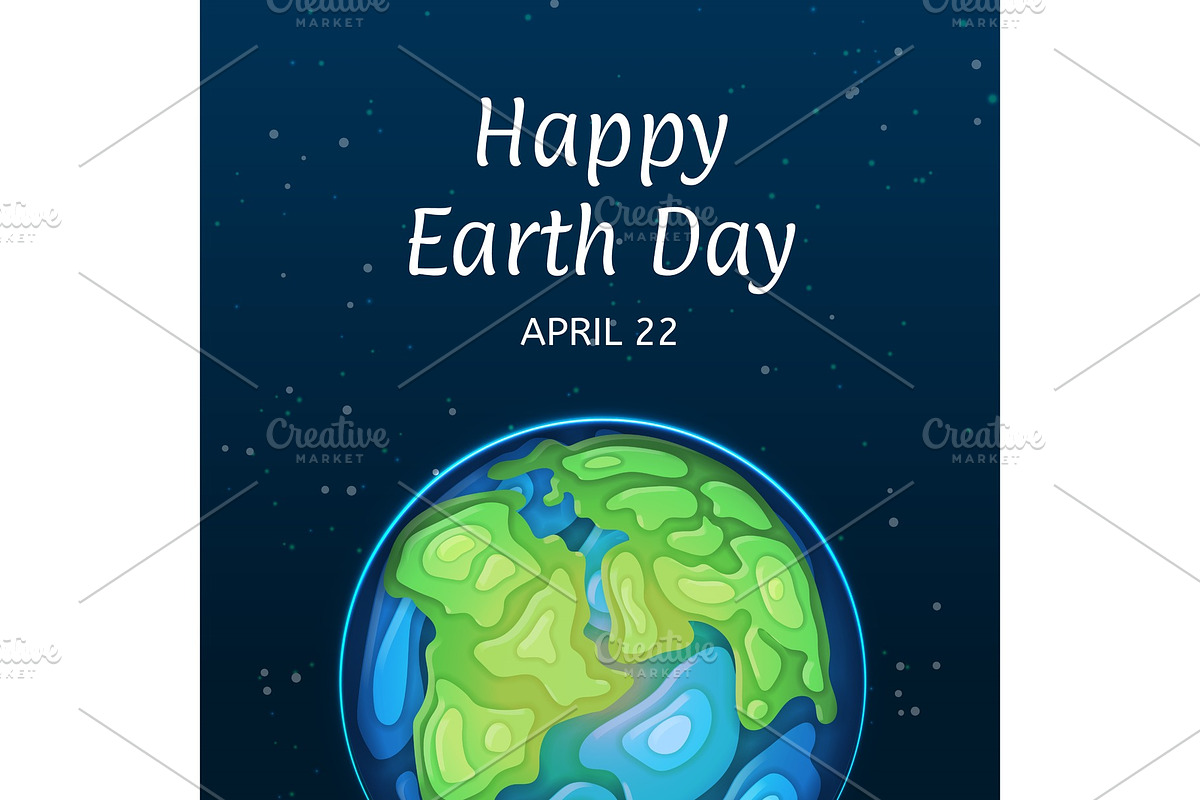 Happy Earth Day greeting card with globe in Objects - product preview 8