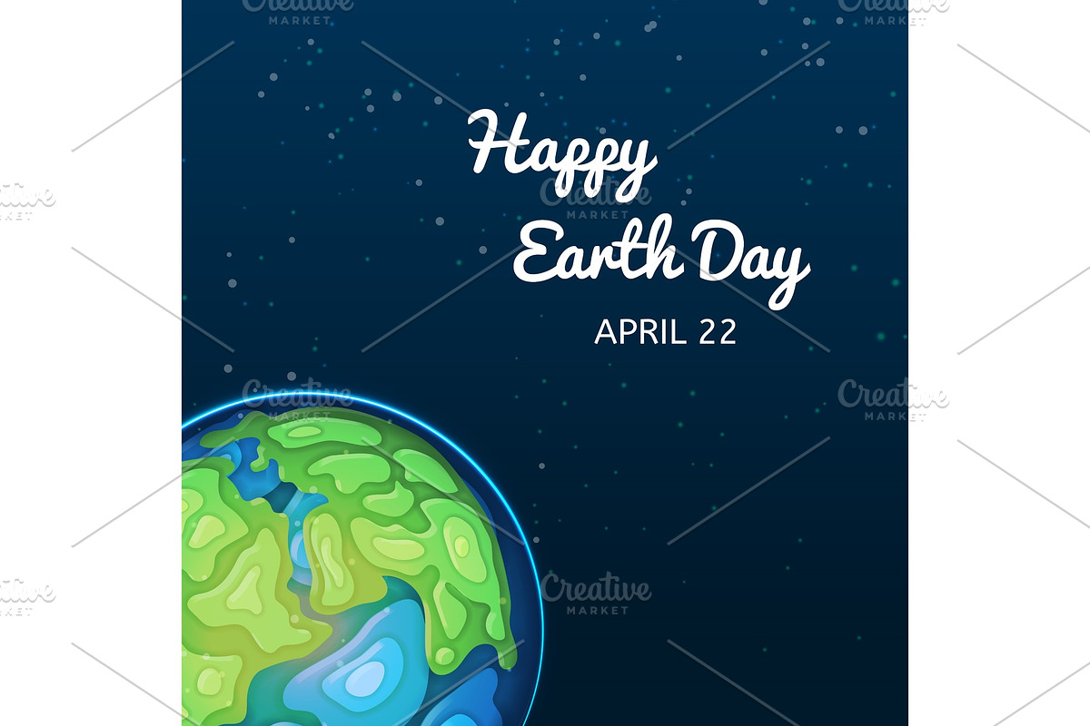 Happy Earth Day greeting card with globe in Objects - product preview 8