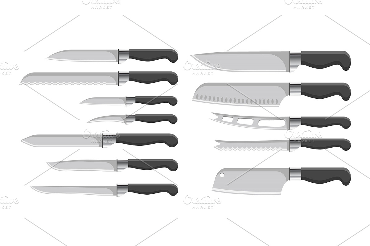 Knives Collection Kitchenware Vector Illustration in Objects - product preview 8