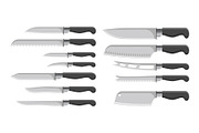 Knives Collection Kitchenware Vector Illustration