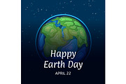 Happy Earth Day poster with globe