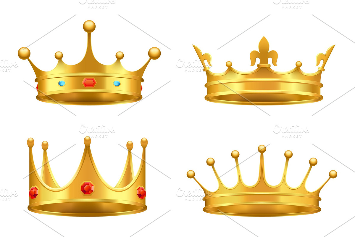 Golden Crown with Gems 3d Icon Realistic Vector in Objects - product preview 8
