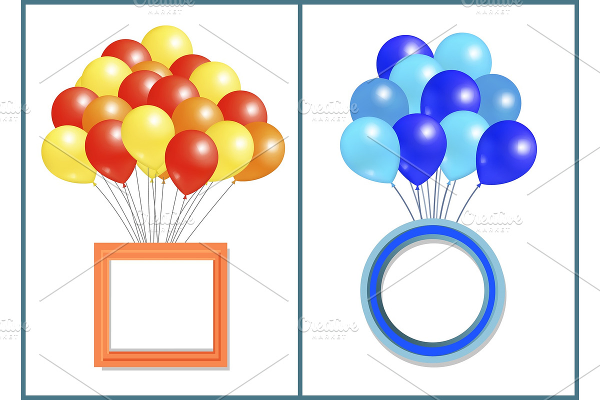 Balloons Big Bundle with Round and Square Frame in Objects - product preview 8