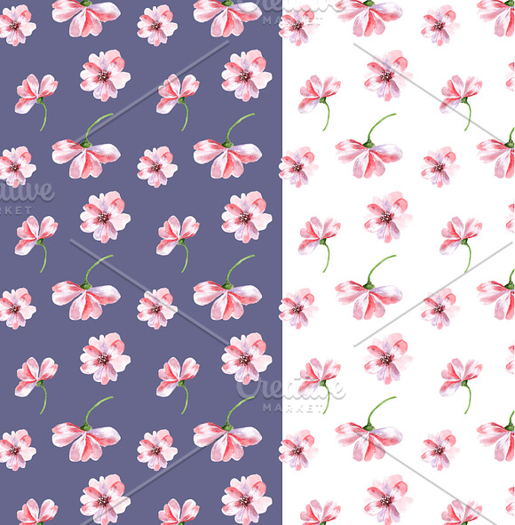 Watercolor Pink Spring Flowers in Objects - product preview 2