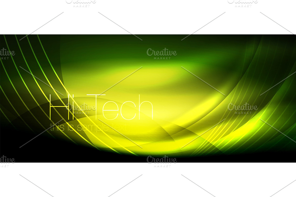 Glossy light effect neon glowing waves, shiny lights in Illustrations - product preview 8