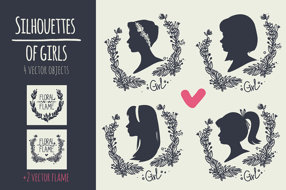 silhouettes of girls in Illustrations - product preview 8