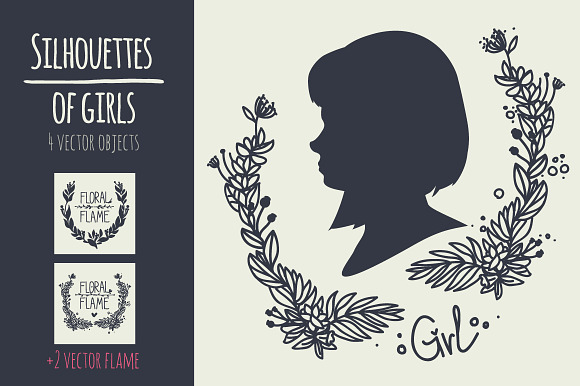 silhouettes of girls in Illustrations - product preview 2