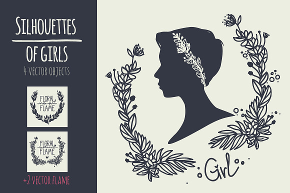 silhouettes of girls in Illustrations - product preview 4