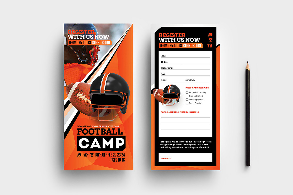 Football Camp DL Card Template in Card Templates - product preview 8
