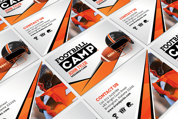 Football Camp Business Card Template in Business Card Templates - product preview 3