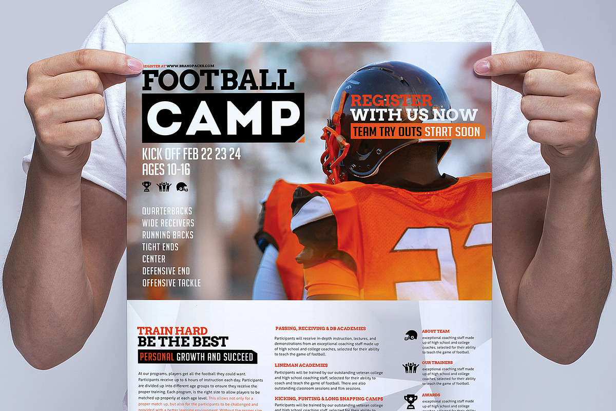 Football Camp Poster Template in Flyer Templates - product preview 8