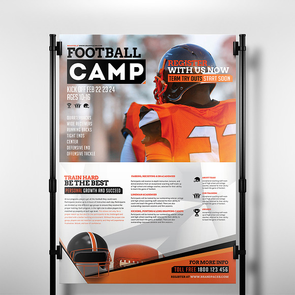 Football Camp Poster Template in Flyer Templates - product preview 1
