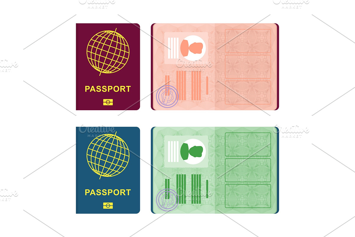 passport cover and spread in Objects - product preview 8