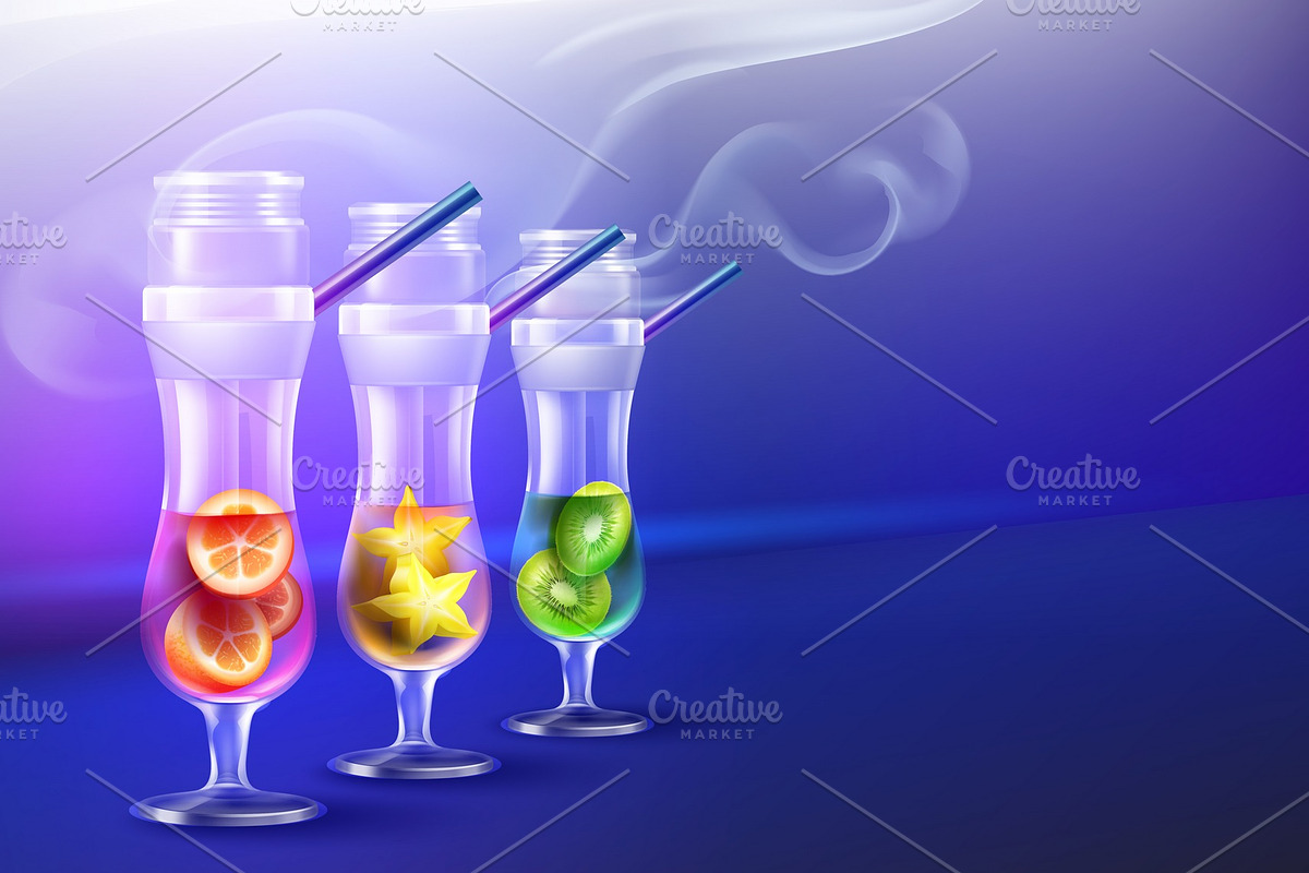 Set of cocktail hookah in Illustrations - product preview 8