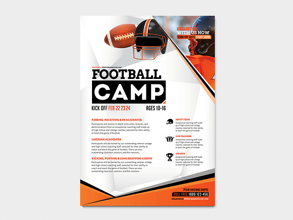 A4 Football Camp Poster Template in Flyer Templates - product preview 4